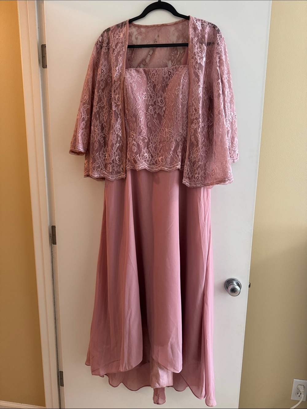 Dusty Rose Lace Overlay Formal Dress with Jacket
